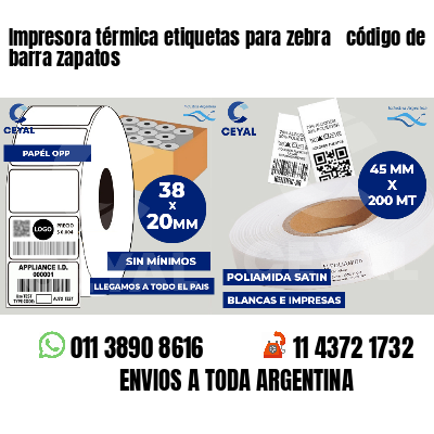 Impresora térmica etiquetas para zebra  código de barra zapatos